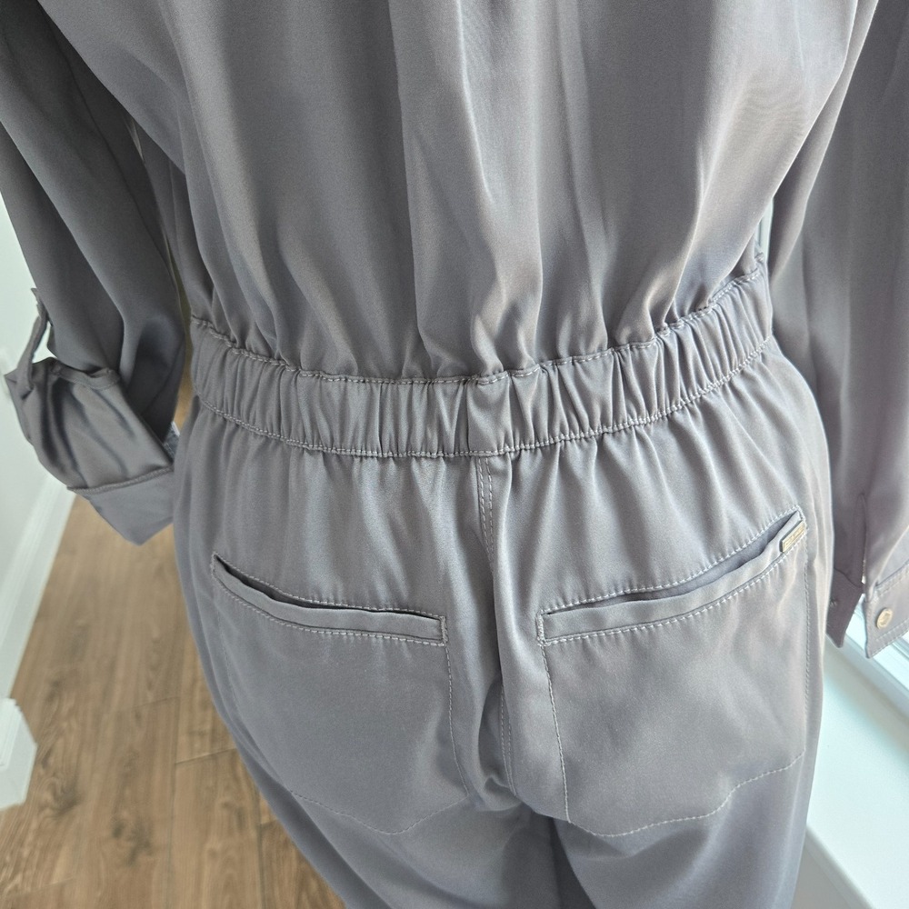 White House Black Market Jumpsuit Womens 4 Gray Utility Cargo Long Sleeve Chic - Picture 8 of 14